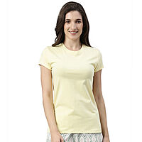 Enamor Essentials Womens Short Sleeve Crew Neck Slim Fit Stretch Cotton Tee - E047