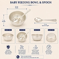 Sterling Silver Baby Feeding Bowl & Spoon Set – Traditional Silver Baby Tableware