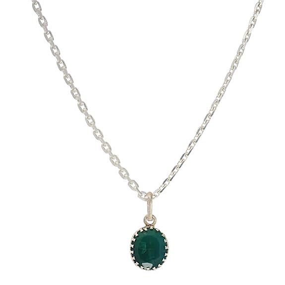 Sterling Silver Chain with Green Stone Pendant Sterling Silver Chain with Green Stone Pendant