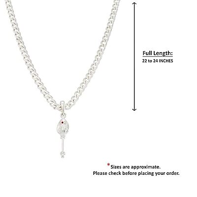 Sterling Silver (92.5%) Curb Chain with God Kartikeya Vel Pendant Lord Murugan Doller for Men