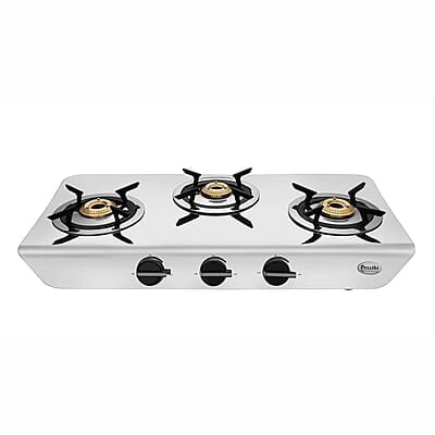 Preethi Stylo steel slim stainless steel 3 burner gas stove