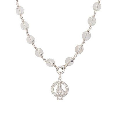 Sphatika Mala with Ayyappan (Iyyappan) Pendant – Pure Quartz Crystal Mala