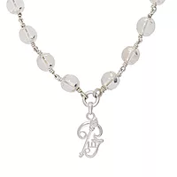 Silver Sphatika Mala with Om Pendant