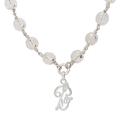 Silver Sphatika Mala with Om Pendant Silver Sphatika Mala with Om Pendant