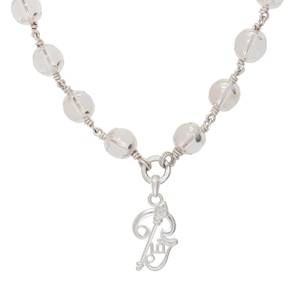 Silver Sphatika Mala with Om Pendant