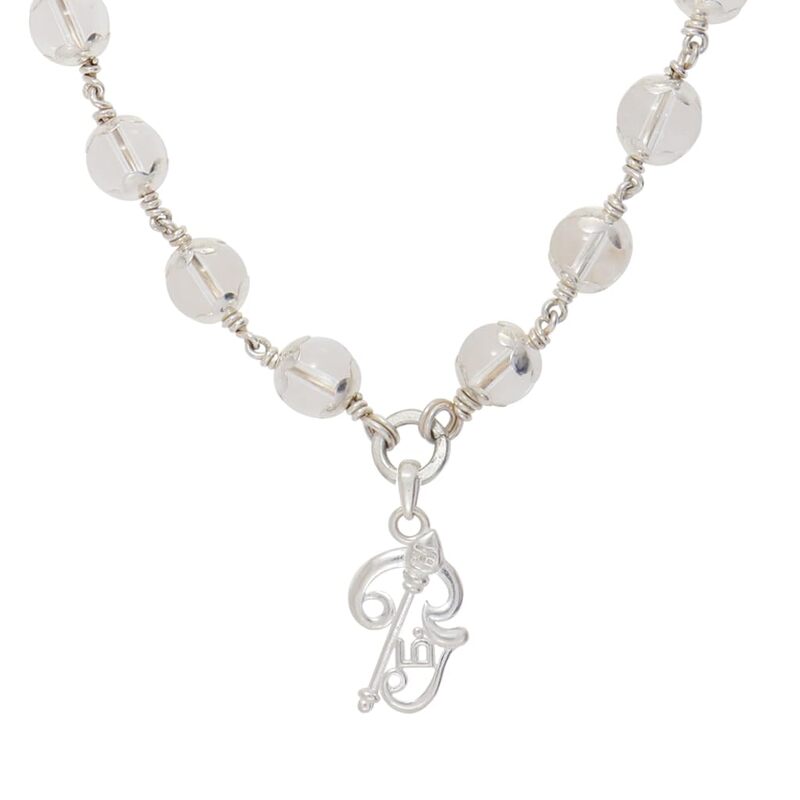 Silver Sphatika Mala with Om Pendant
