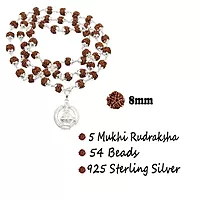 925 Silver Tied Rudraksha Mala Ruthratcham |Ayyappan Pendant Silver ,Certified