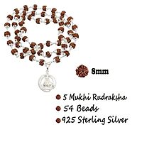 925 Silver Tied Rudraksha Mala Ruthratcham |Ayyappan Pendant Silver ,Certified