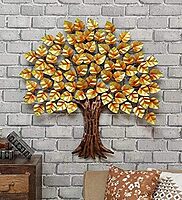 DAD Golden Leaf Tree Wall Art Sculpture - Living Room, Bedroom, Office - Size (31x2x34 Inches)