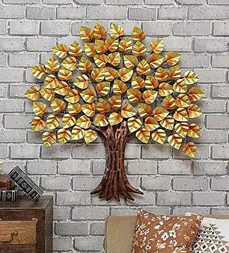 DAD Golden Leaf Tree Wall Art Sculpture - Living Room, Bedroom, Office - Size (31x2x34 Inches)