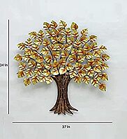 DAD Golden Leaf Tree Wall Art Sculpture - Living Room, Bedroom, Office - Size (31x2x34 Inches)
