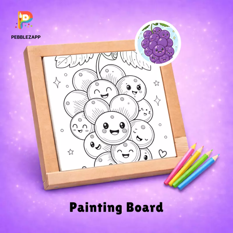 cute Kawaii Grapes Coloring