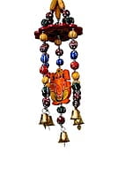 EELIKA Wooden Jhoomar handmade and handpainted Wind Chimes with hanging Lord Ganesha and bell for home and balcony (both indoor and outdoor) || positive energy || home decor