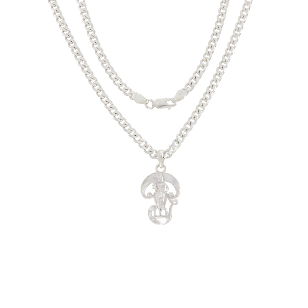 Sterling Silver Chain With God Kartikeya Subrahmanya Pendant