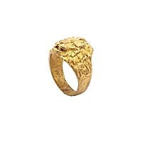 Gold Plated Metal Lion Ring, Mothiram For Men