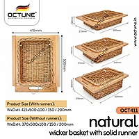Octune Natural Wicker Basket With Solid Runner