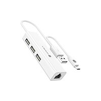 Portronics Mport 60 – USB-C to LAN Hub features 3 USB ports for seamless connectivity. Ideal for laptops, it ensures stable internet access and multiple device connections in one compact design.
