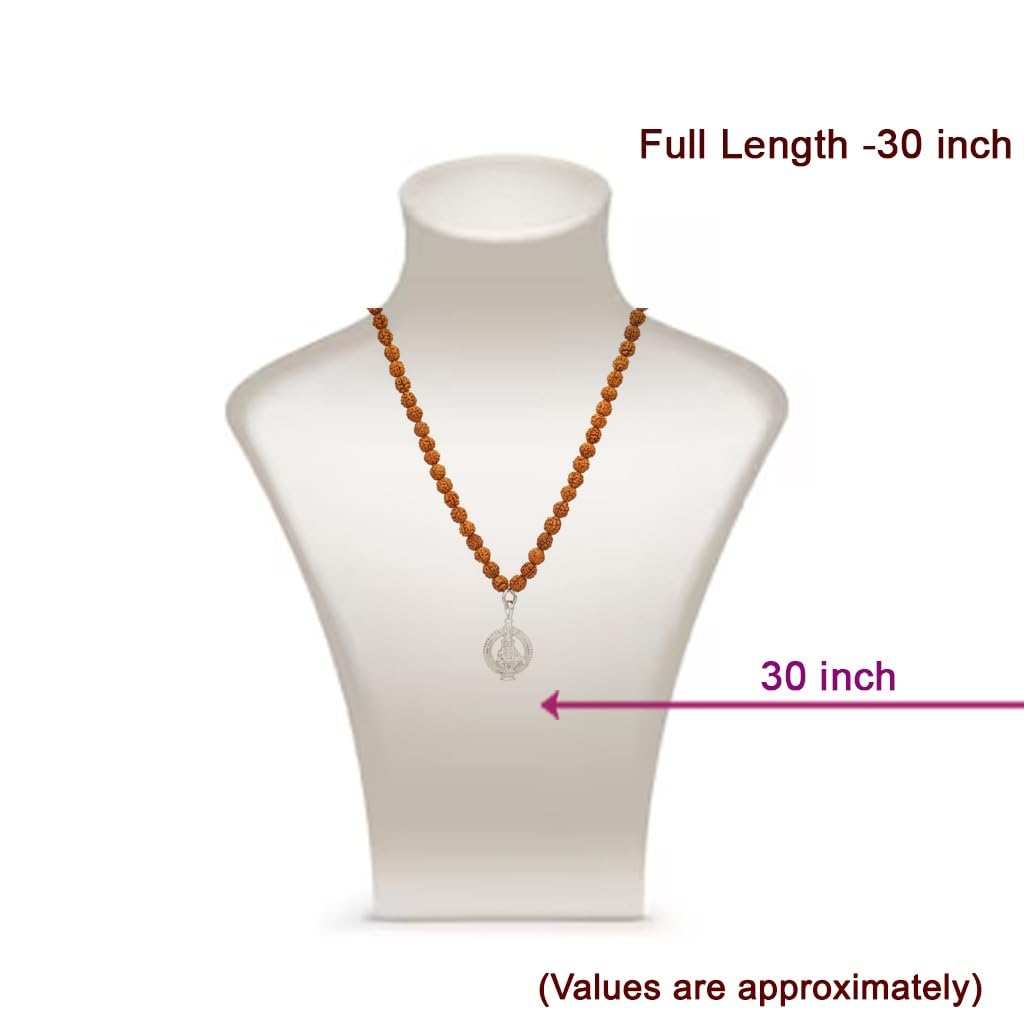 Rudraksha Mala/Chain with Sterling Silver Iyyappan Pendent/Dollar
