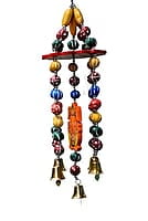 EELIKA Wooden Jhoomar handmade and handpainted Wind Chimes with hanging Lord Ganesha and bell for home and balcony (both indoor and outdoor) || positive energy || home decor