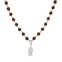 Silver Five Face Rudraksha Mala with Murugan Pendant