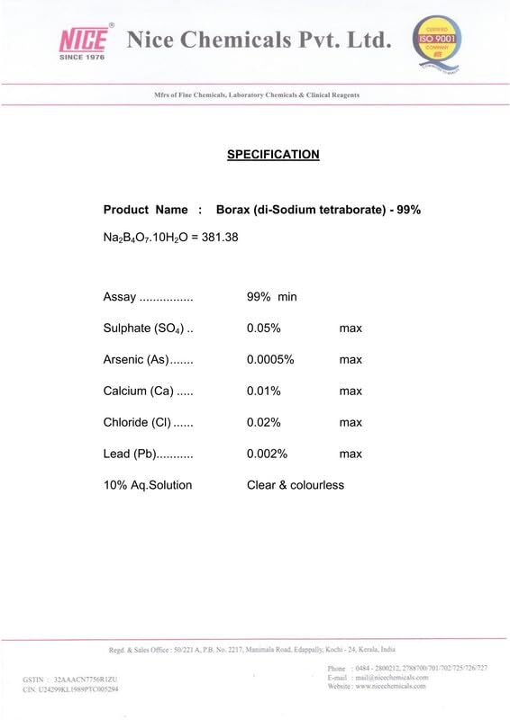 di-Sodium Tetraborate 500gm (Borax) 99% NICE