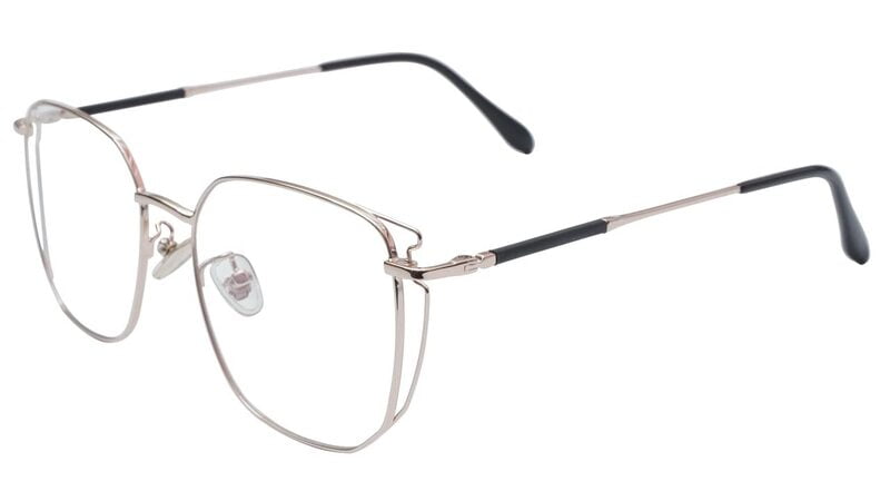 Unisex Medium Square Spectacle Frame. Rose Gold Metal Frame