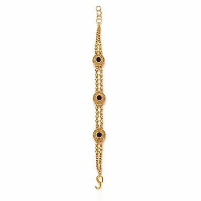 Impon Gold Plated Multi Stone Bracelet for Women | Triple Chain Design with Red Stones | Traditional Elegant Hand Chain