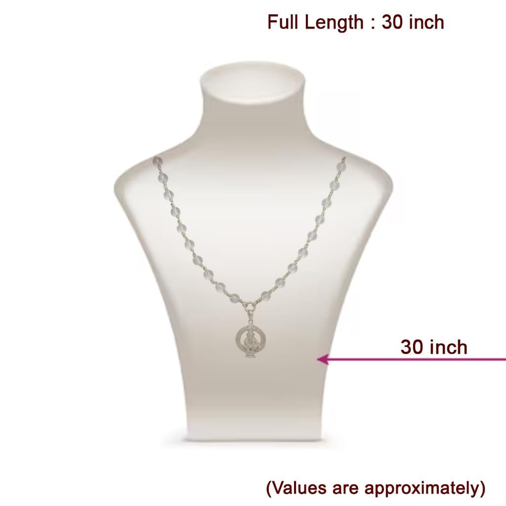 Sphatika Mala with Ayyappan (Iyyappan) Pendant – Pure Quartz Crystal Mala