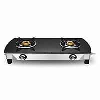 Preethi Bluflame Streak Plus Glass Top 2 Burner Gas Stove, with Jumbo Burner, Manual Ignition
