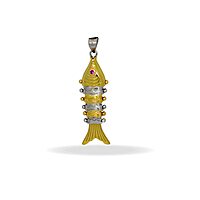 Sterling Silver Fish Pendant | Golden colour Finish