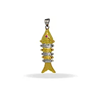 Sterling Silver Fish Pendant | Golden colour Finish