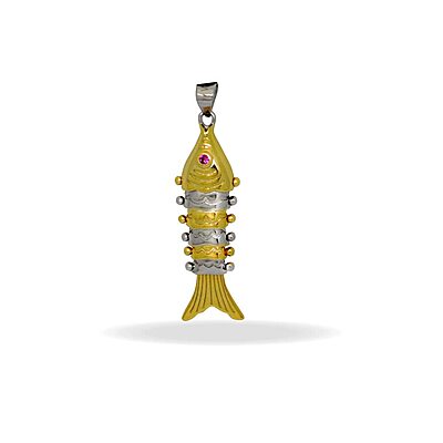 Sterling Silver Fish Pendant | Golden colour Finish Sterling Silver Fish Pendant | Golden colour Finish