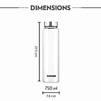 Borosil Crysto Wide Mouth Glass Water Bottle with Stainless Steel Lid | 750ml, Borosilicate Glass, Leakproof, Easy to Carry, Fridge & Dishwasher Safe | Can Use For, Lassi, Juice, Smoothies (3 Pc Set)