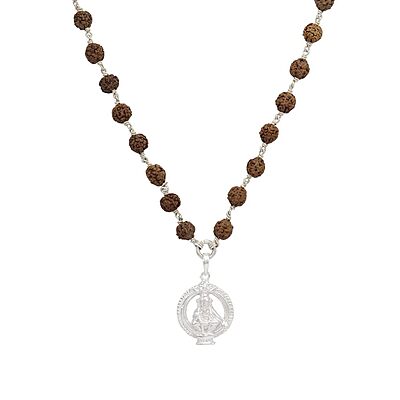 925 Silver Tied Rudraksha Mala Ruthratcham |Ayyappan Pendant Silver ,Certified 925 Silver Tied Rudraksha Mala Ruthratcham |Ayyappan Pendant Silver ,Certified