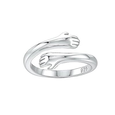 925 Sterling Silver Hug Ring Adjustable | Love Forever Band for Men & Women 925 Sterling Silver Hug Ring Adjustable | Love Forever Band for Men & Women