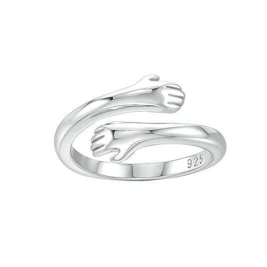 925 Sterling Silver Hug Ring Adjustable | Love Forever Band for Men & Women