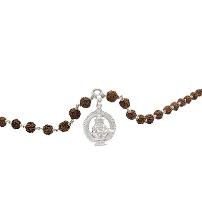 925 Silver Tied Rudraksha Mala Ruthratcham |Ayyappan Pendant Silver ,Certified 925 Silver Tied Rudraksha Mala Ruthratcham |Ayyappan Pendant Silver ,Certified