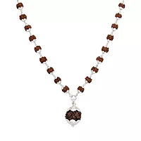 Silver tied Rudraksha Mala With Ruthratcham Pendant|With Certificate