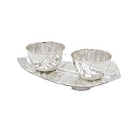 Silver Betel Leaf Haldi Kumkum Plate