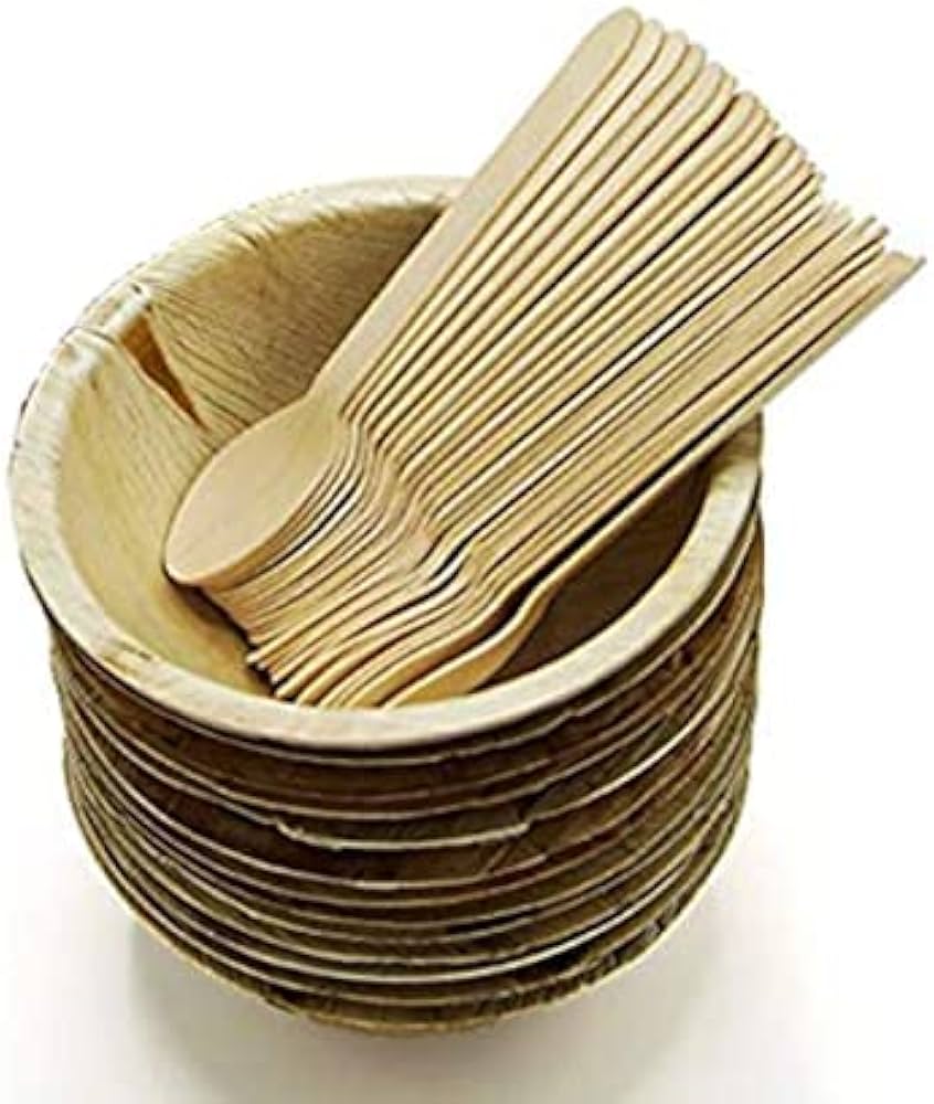 Round Areca Bowl & Spoon Round Areca Bowl & Spoon