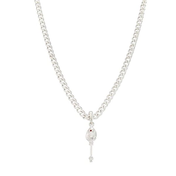 Sterling Silver (92.5%) Curb Chain with God Kartikeya Vel Pendant Lord Murugan Doller for Men
