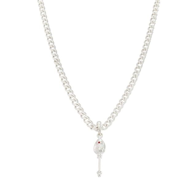 Sterling Silver (92.5%) Curb Chain with God Kartikeya Vel Pendant Lord Murugan Doller for Men