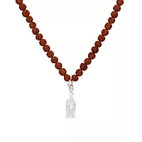 Rudraksha Mala With Sterling Silver Murugan Pendent/Dollar