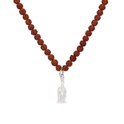Rudraksha Mala With Sterling Silver Murugan Pendent/Dollar