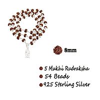 Silver Five Face Rudraksha Mala with Murugan Pendant