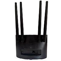Lapcare W123: 4G SIM Wi‑Fi router with Mini‑SIM slot, quad external antennas, 2.4 GHz (802.11b/g/n) up to 300 Mbps LAN/WAN ports, ideal for small offices and CCTV.