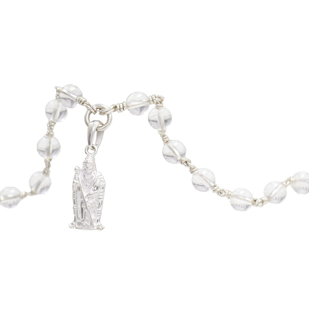 Silver Tied Spatik Mala with Murugan Pendent/Dollar