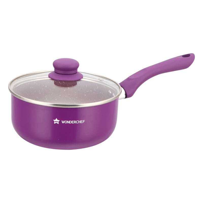 Wonderchef Royal Velvet 18cm Sauce pan with Glass Lid  3 mm thick  2 litres