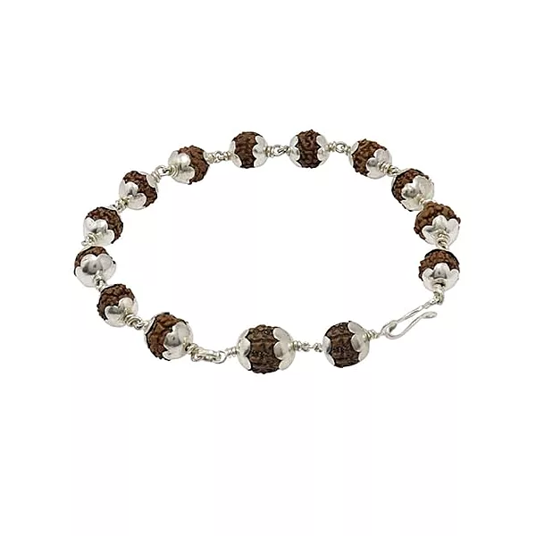 Silver Capped Rudraksha Bracelet