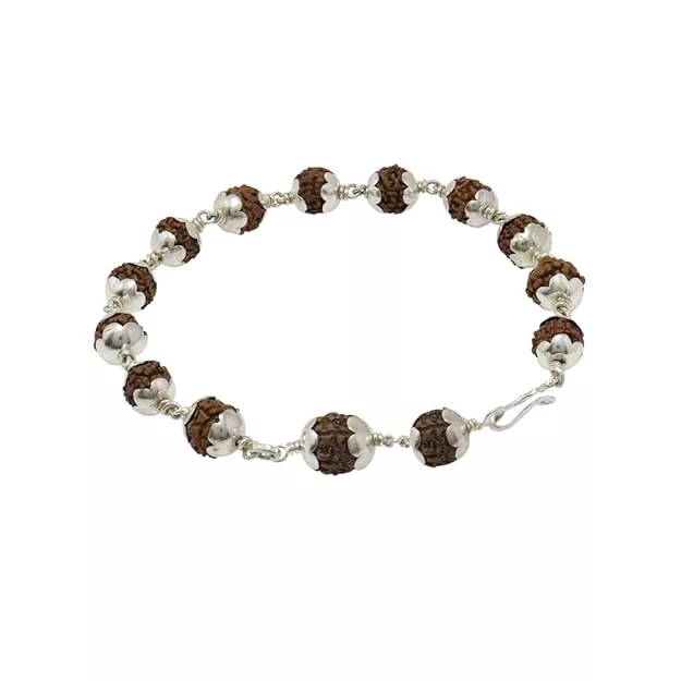 Silver Capped Rudraksha Bracelet